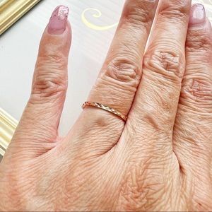 Multi-Faceted Dainty Skinny Rose Gold S925 Minimalist Stackable Ring Size 5.5